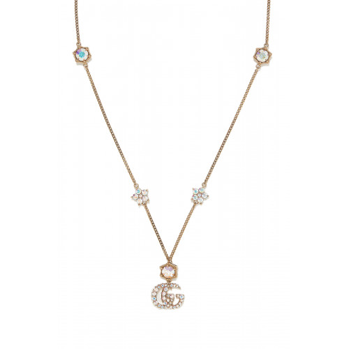 Gucci- Double G Necklace, Gold-Plated Metal & Crystals Gold