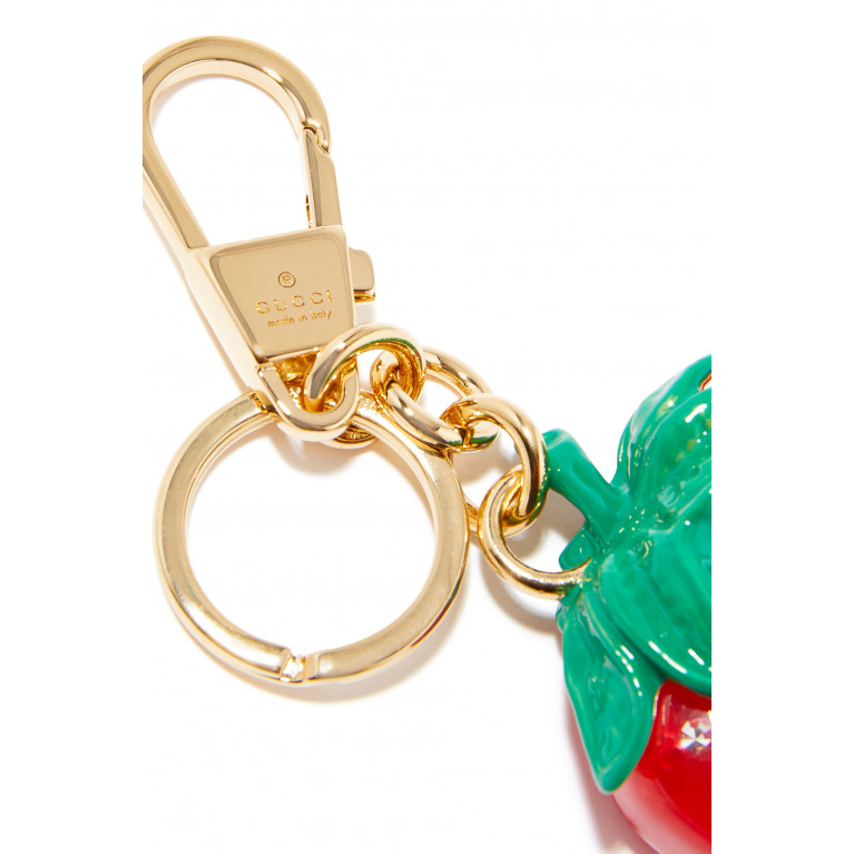 Gucci- Bee Strawberry-Shaped Keychain Red