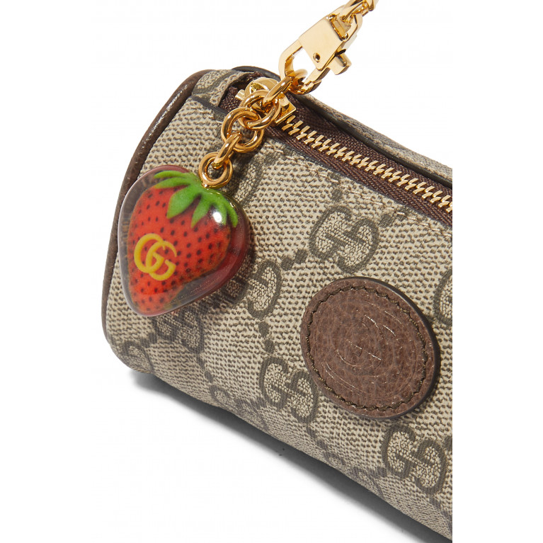Gucci- Coin Purse With Double G Strawberry Brown