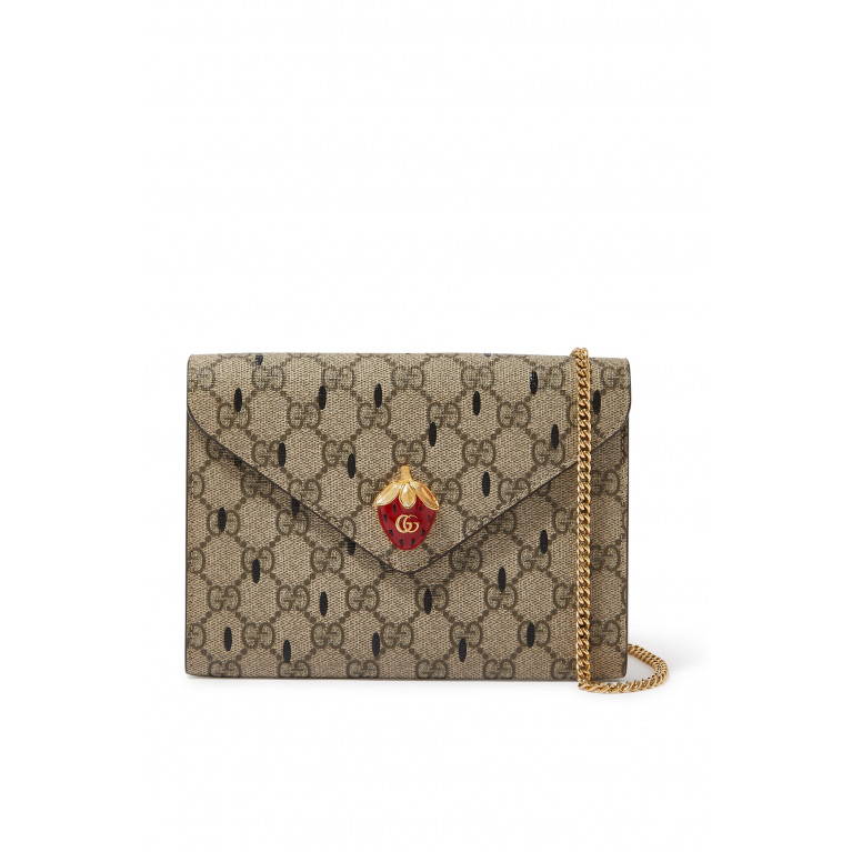 Gucci- Mini Bag with Double G Strawberry Brown