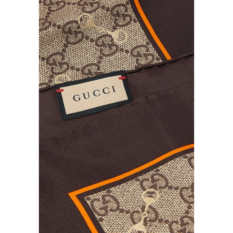 Gucci- GG Horsebits Silk Scarf Orange