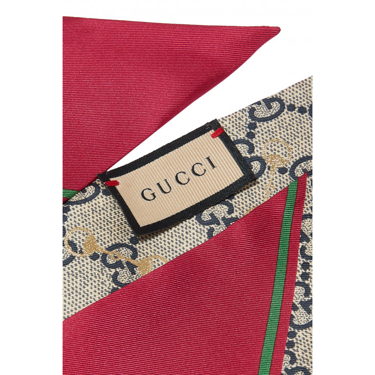 Gucci- GG Horsebit Silk Neck Bow Red