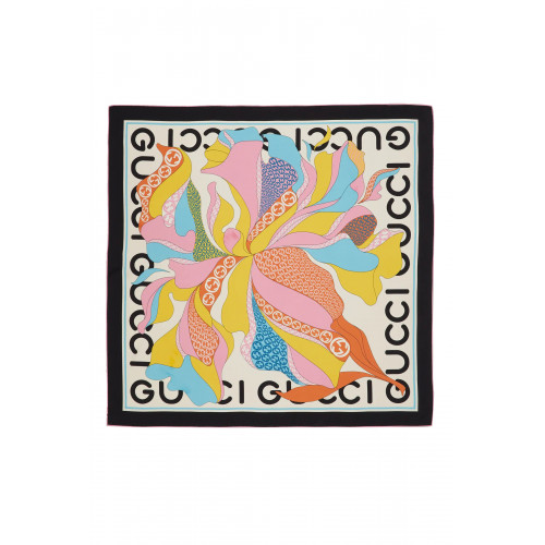 Gucci- Maxi Flower Print Silk Scarf Multicolor