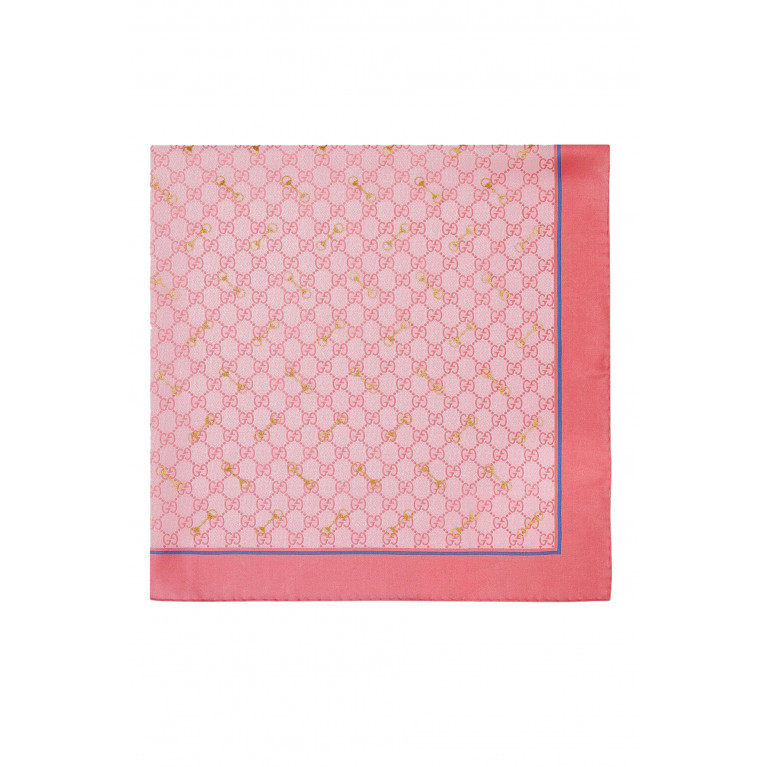 Gucci- GG Print With Horsebit Silk Scarf Pink