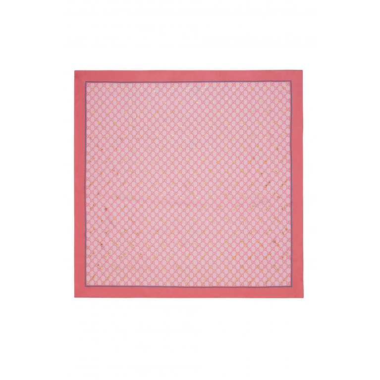 Gucci- GG Print With Horsebit Silk Scarf Pink