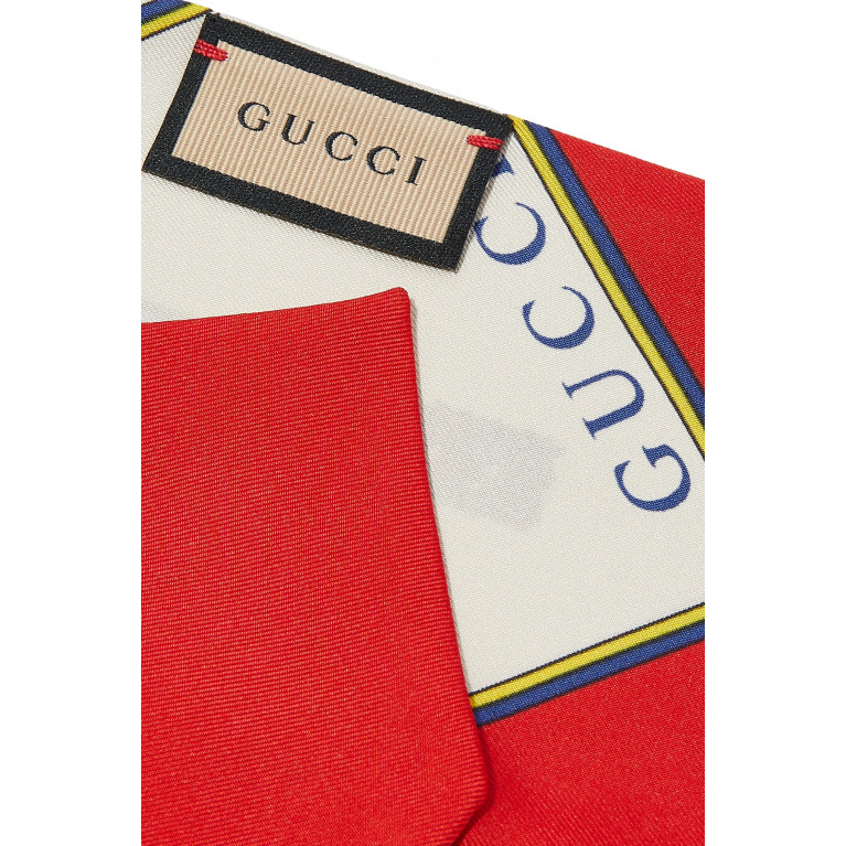 Gucci- Flower Logo Print Silk Neck Bow White