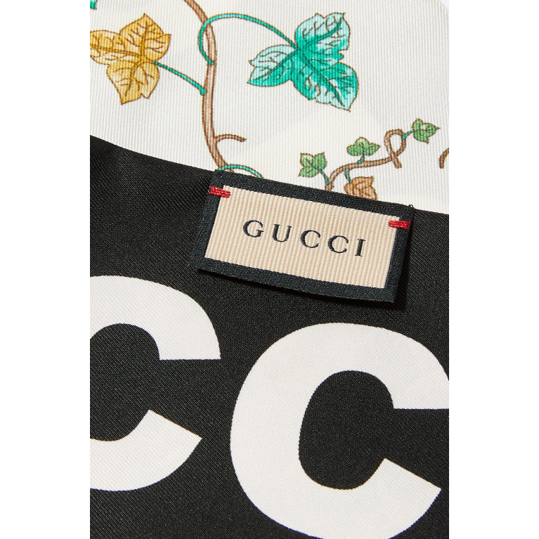 Gucci- Flora Print Silk Neck Bow White