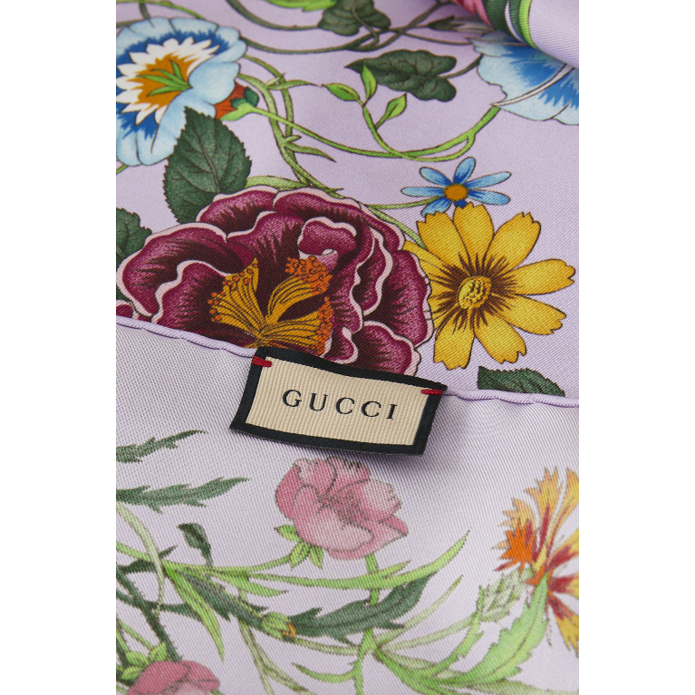Gucci- Floral Print Silk Scarf Purple