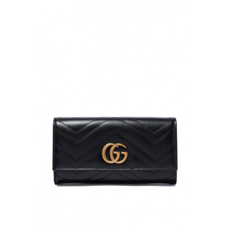 Gucci- GG Marmont Matelassé Leather Continental Wallet Black