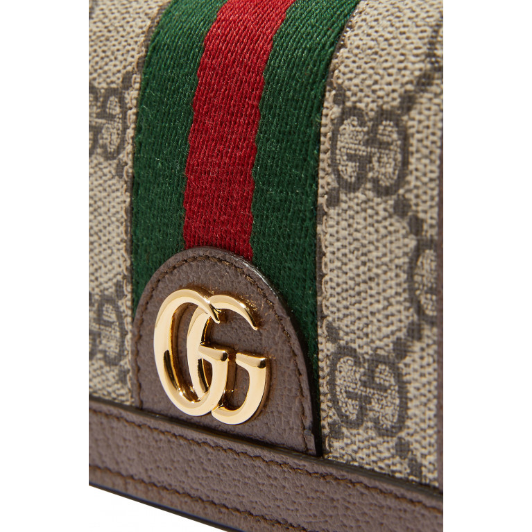 Gucci- Ophidia GG Card Case Wallet Brown