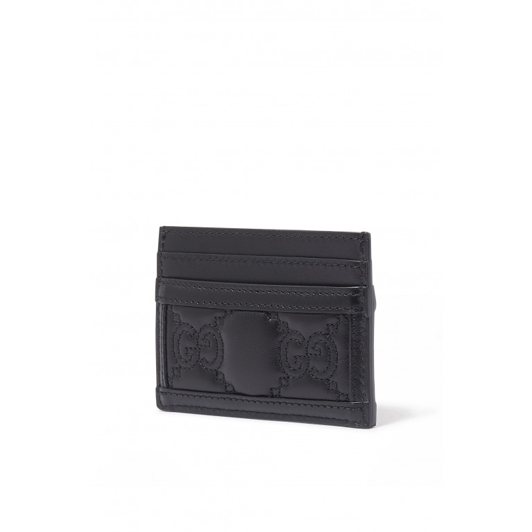 Gucci- GG Card Case With Logo Stitching Black