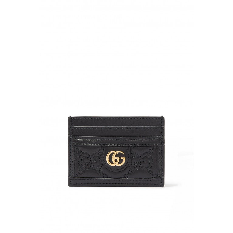 Gucci- GG Card Case With Logo Stitching Black