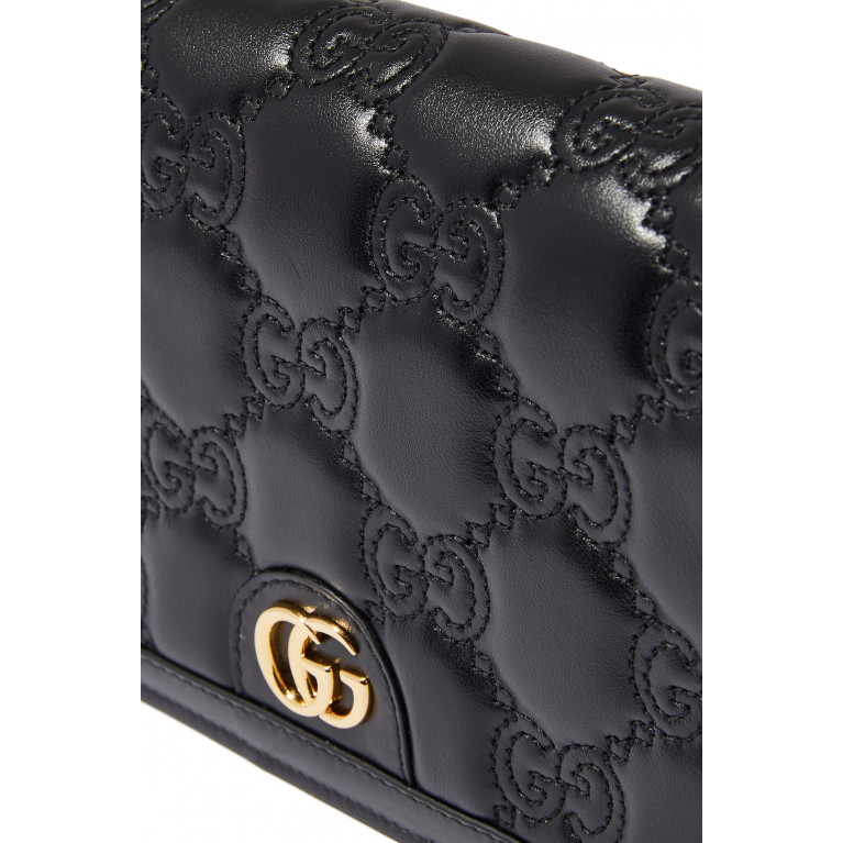 Gucci- GG Matelassé Leather Chain Wallet Black
