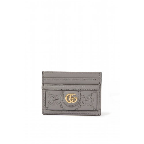 Gucci- Card Case With Logo Stitching Grey
