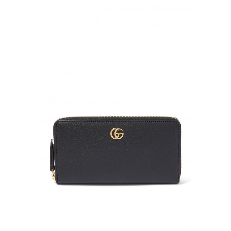 Gucci- Leather Zip Around Wallet Black