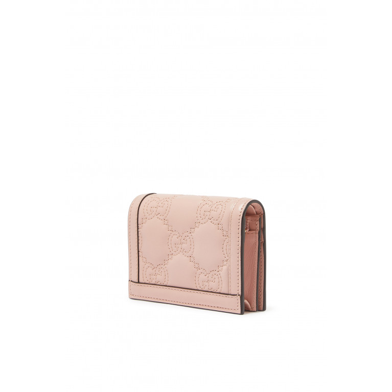Gucci- GG Matelassé Card Case Wallet Pink