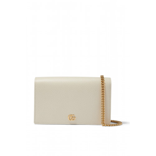 Gucci- GG Marmont Chain Wallet White