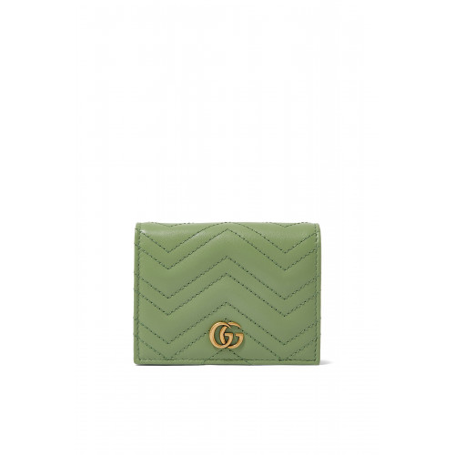 Gucci- GG Marmont Matelassé Card Case Wallet Green
