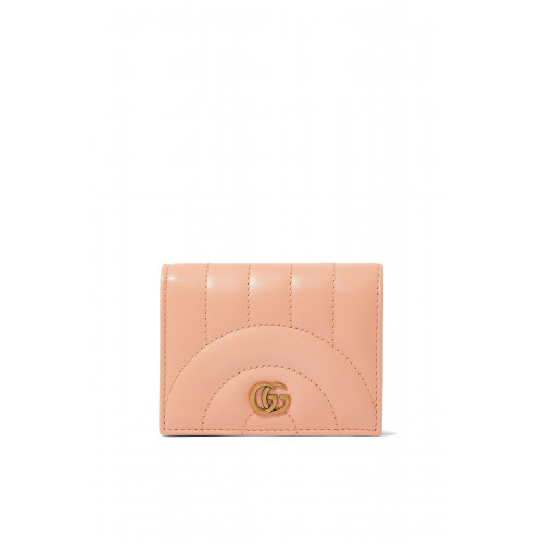 Gucci- GG Marmont Matelassé Card Case Wallet Pink
