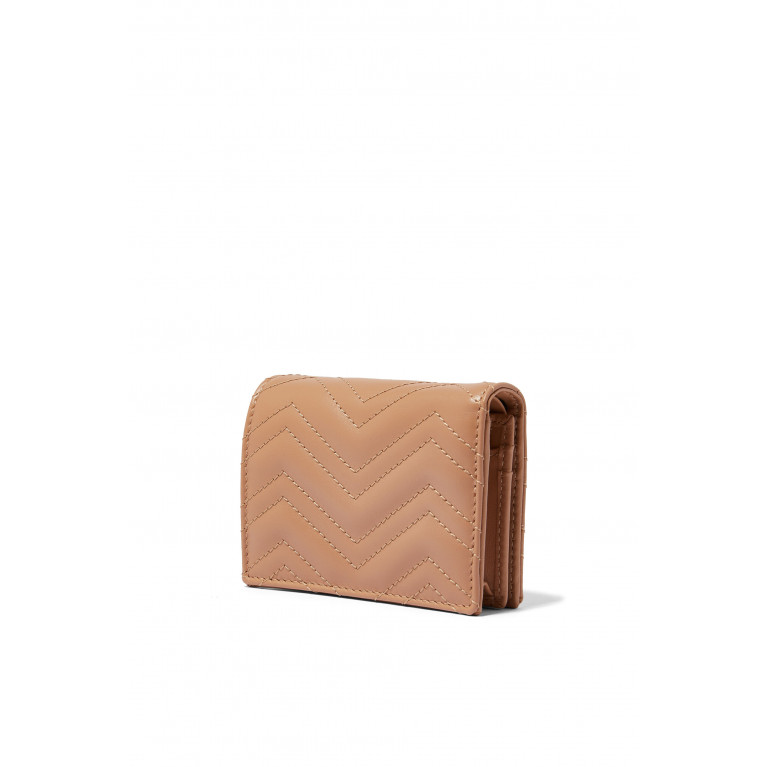 Gucci- GG Marmont Matelassé Card Case Wallet Rose Beige