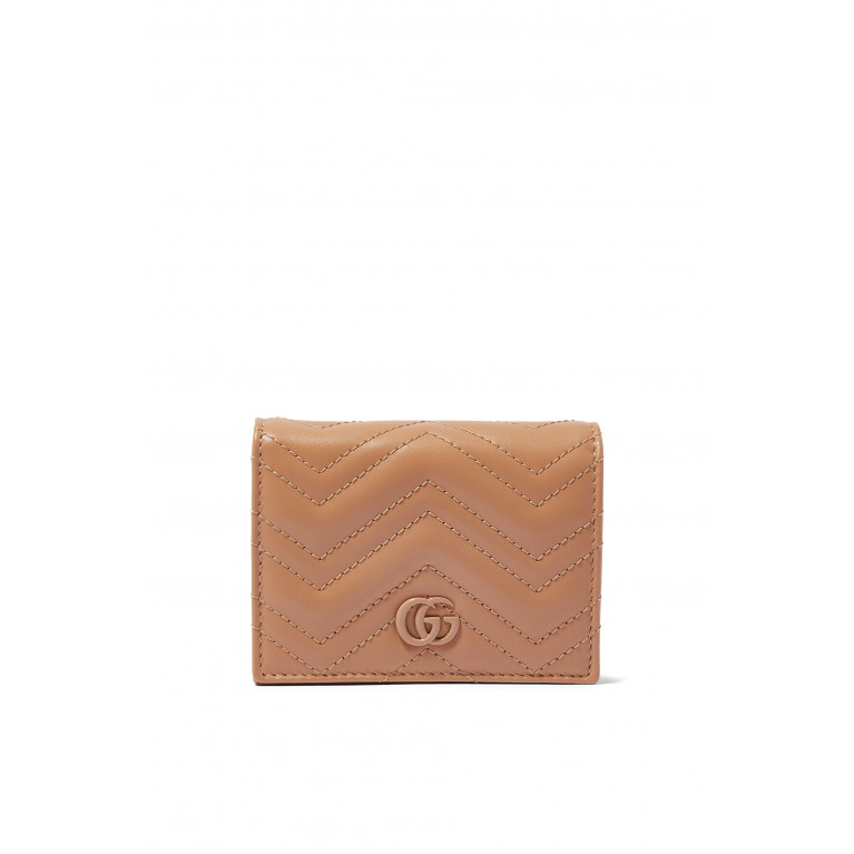 Gucci- GG Marmont Matelassé Card Case Wallet Rose Beige