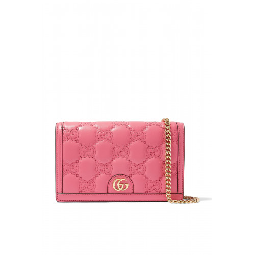Gucci- GG Matelassé Chain Wallet Pink