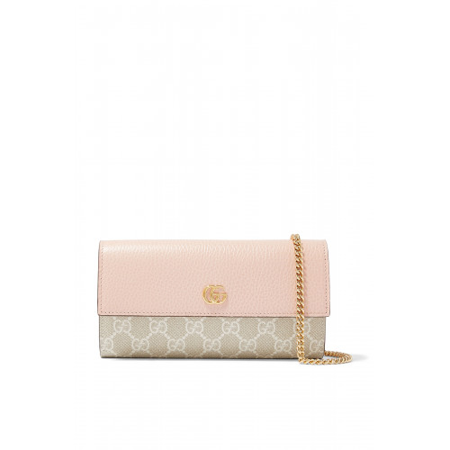 Gucci- GG Marmont Chain Wallet Pink/Beige