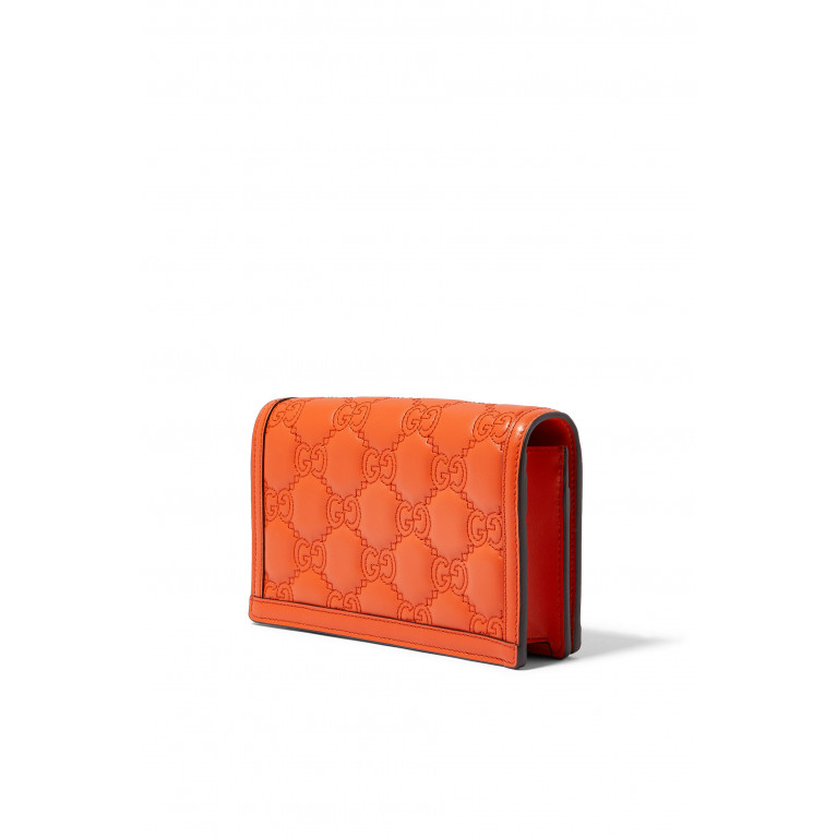 Gucci- GG Matelassé Chain Wallet Orange