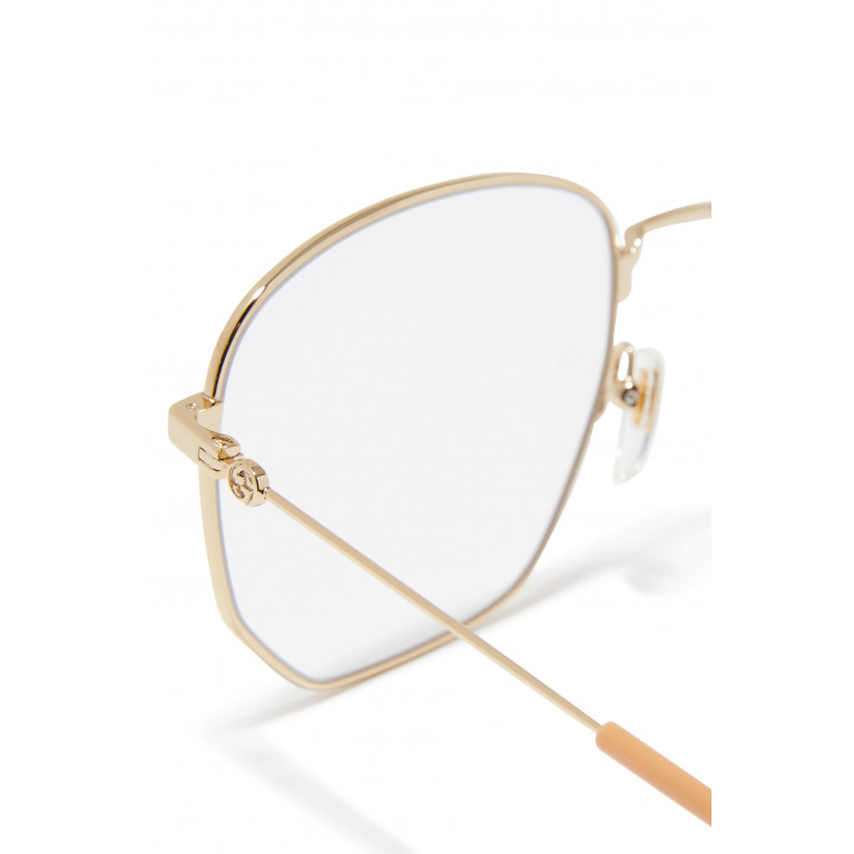 Gucci- Geometric Frame Glasses Gold