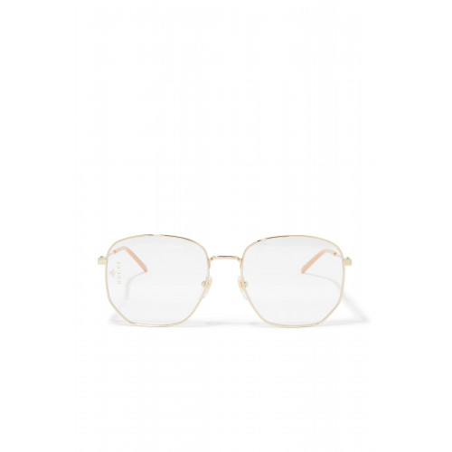 Gucci- Geometric Frame Glasses Gold