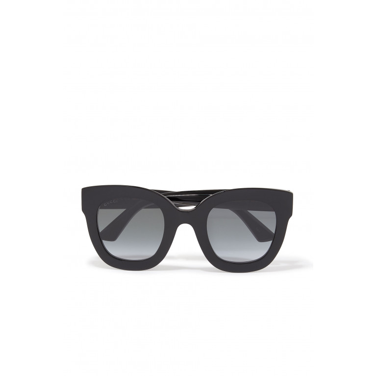 Gucci- Embellished Round Frame Sunglasses Black