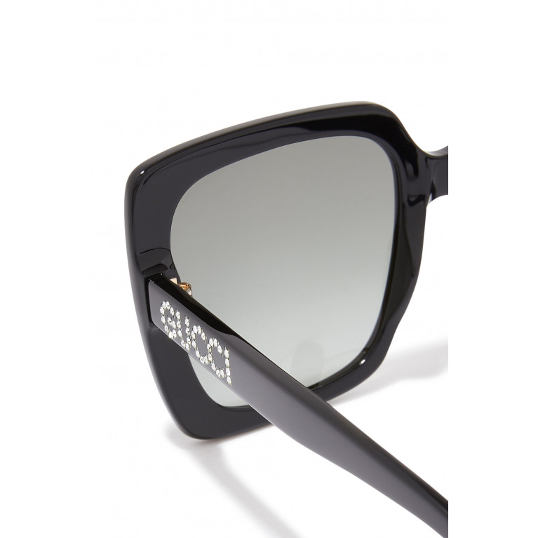 Gucci- Rectangular-Frame Acetate Sunglasses Black