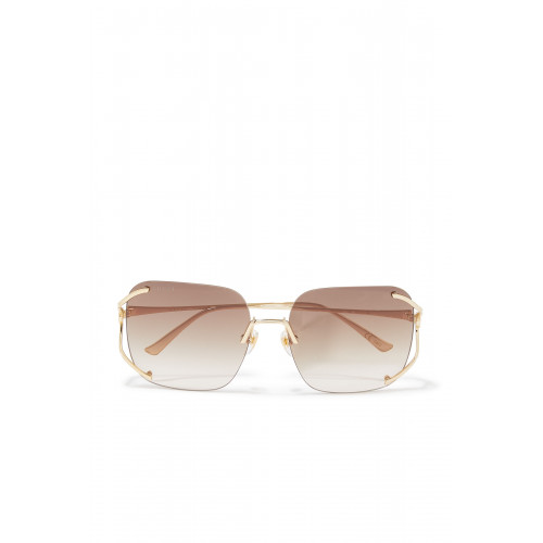 Gucci- Square Metal Sunglasses Gold