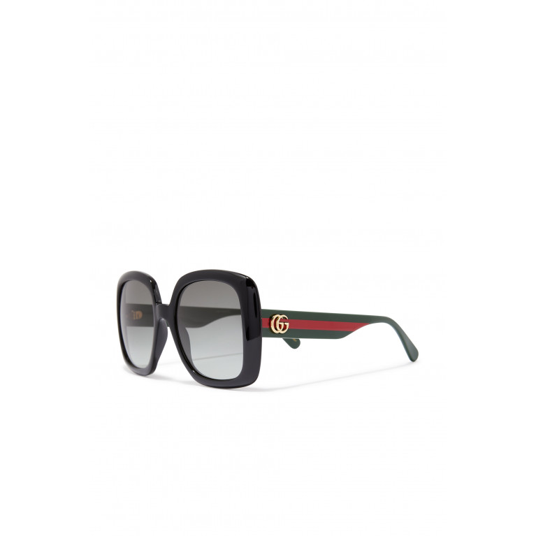 Gucci- Square Sunglasses with Web Black