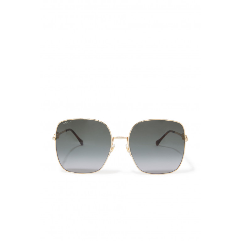 Gucci- Square Frame Sunglasses Gold