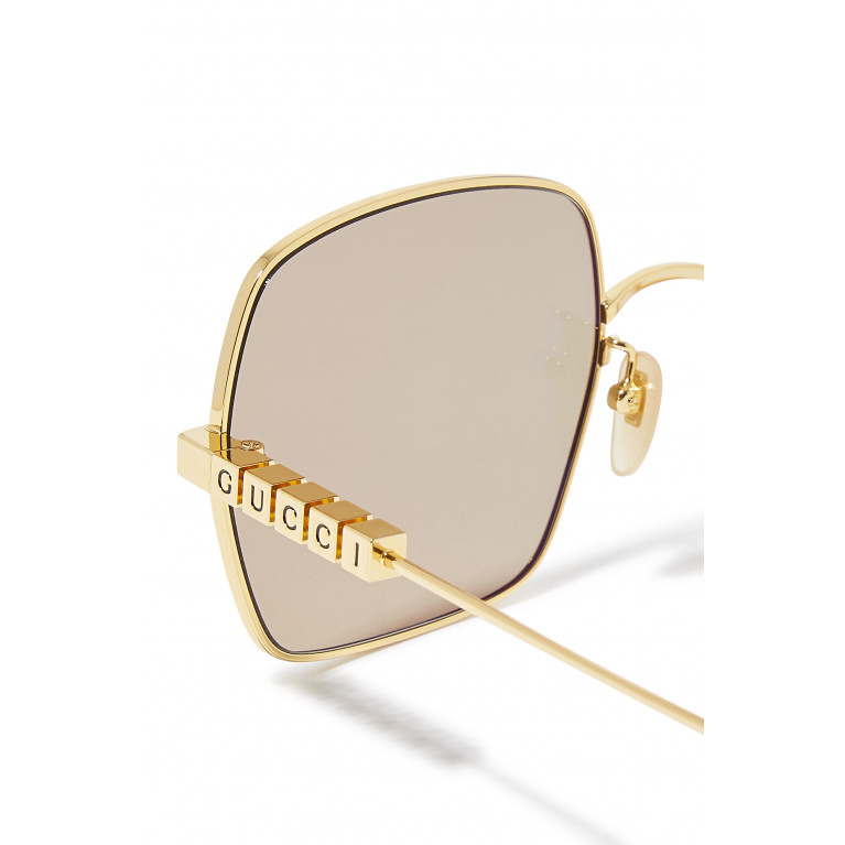 Gucci- Square Frame Sunglasses Gold