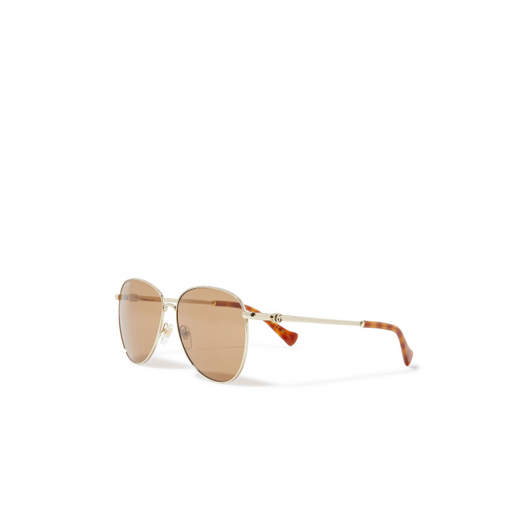 Gucci- Navigator Frame Sunglasses Brown