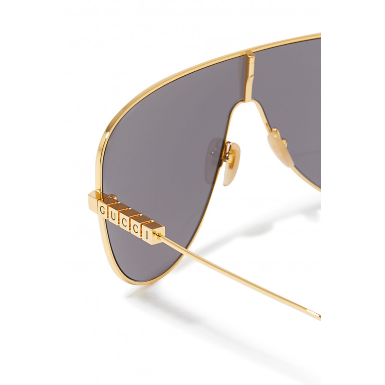 Gucci- Mask Frame Sunglasses Gold/Grey