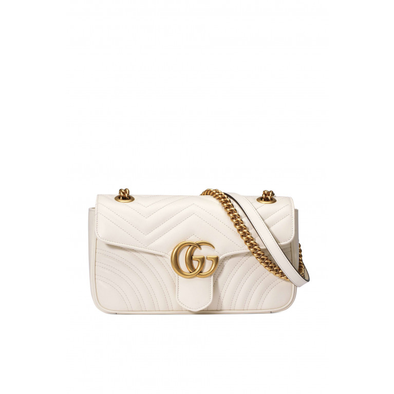Gucci- GG Marmont Small Matelassé Shoulder Bag White