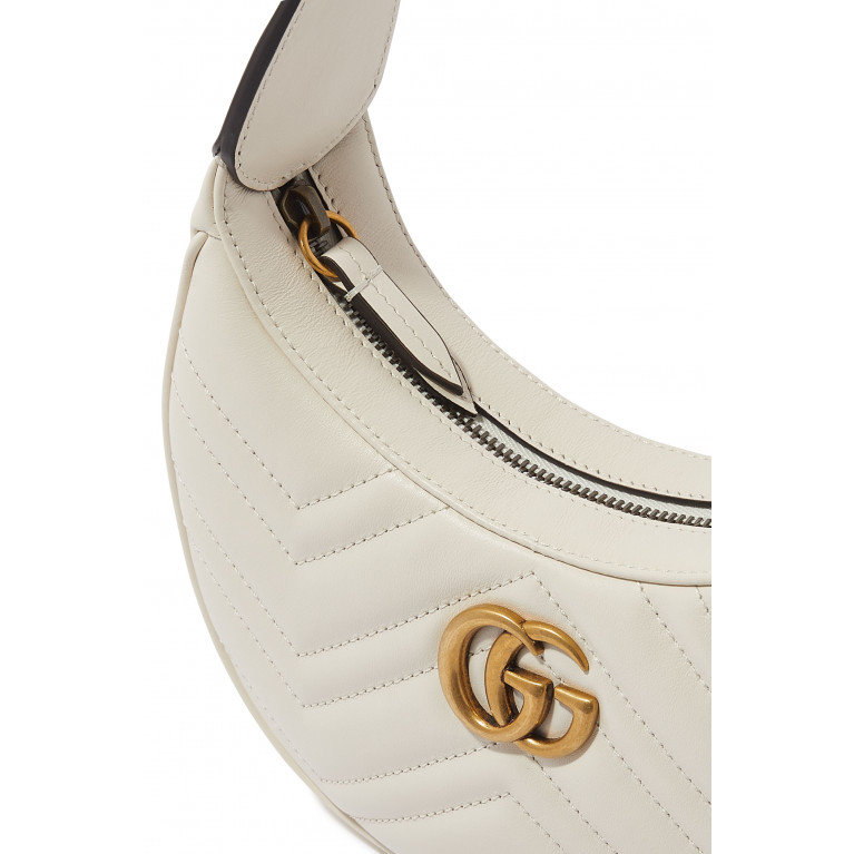 Gucci- GG Marmont Half-Moon Mini Bag White