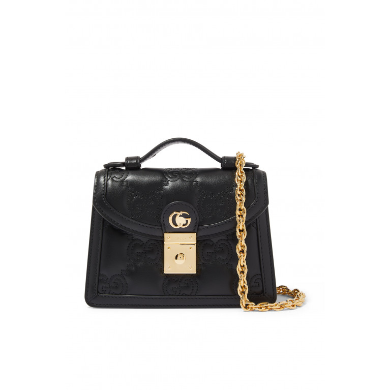 Gucci- GG Matelassé Small Top Handle Bag Black
