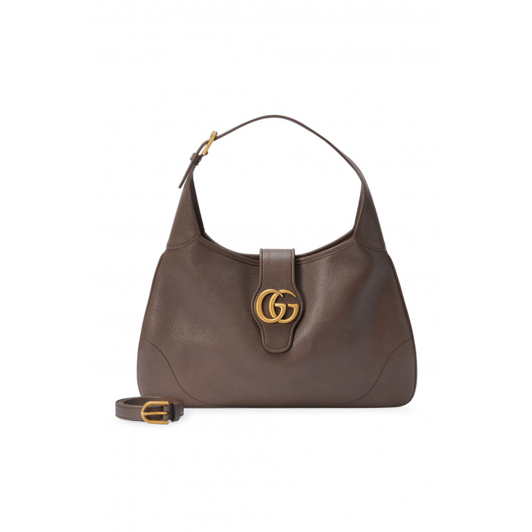 Gucci- 'A' Leather Shoulder Bag Brown