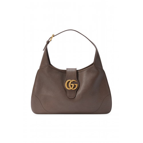 Gucci- 'A' Leather Shoulder Bag Brown