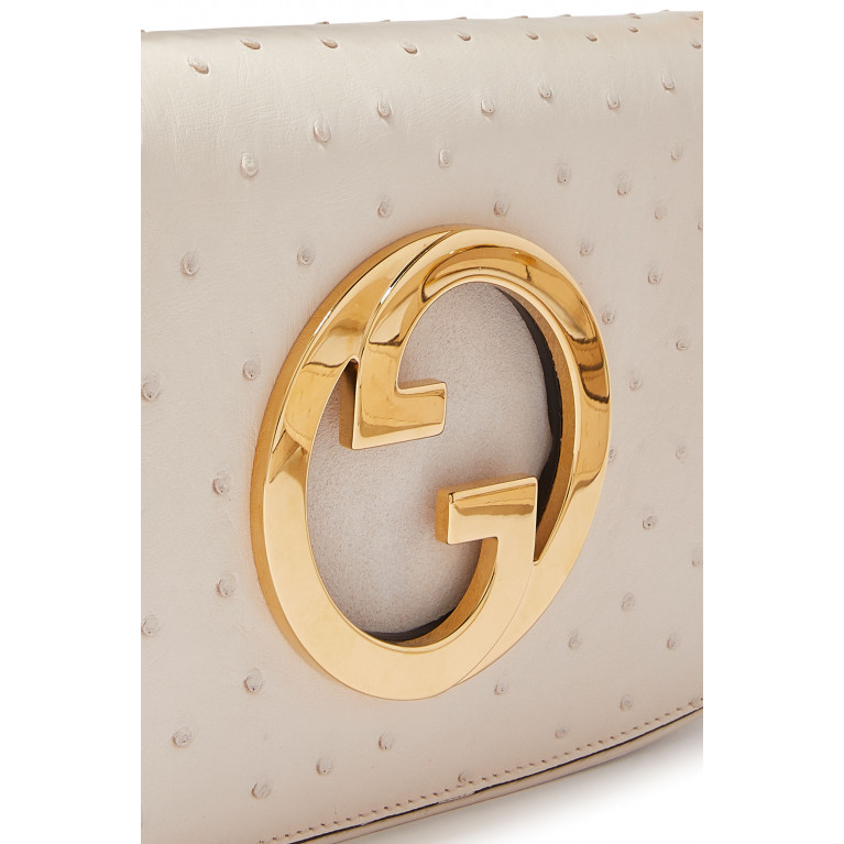 Gucci- Blondie Ostrich Shoulder Bag Ivory