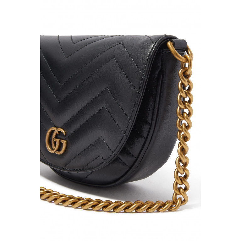 Gucci- GG Marmont Matelassé Chain Mini Bag Black