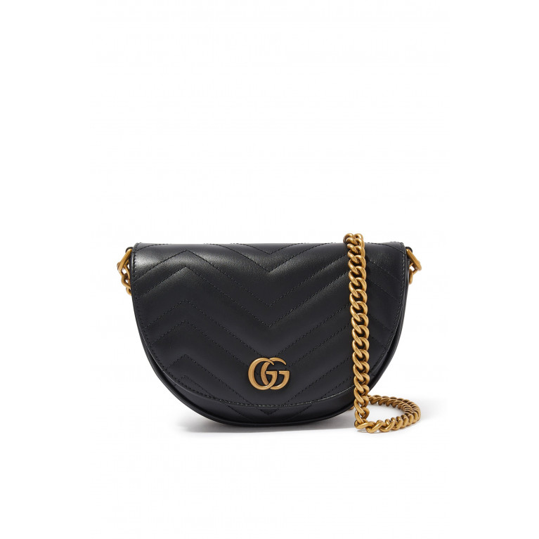 Gucci- GG Marmont Matelassé Chain Mini Bag Black