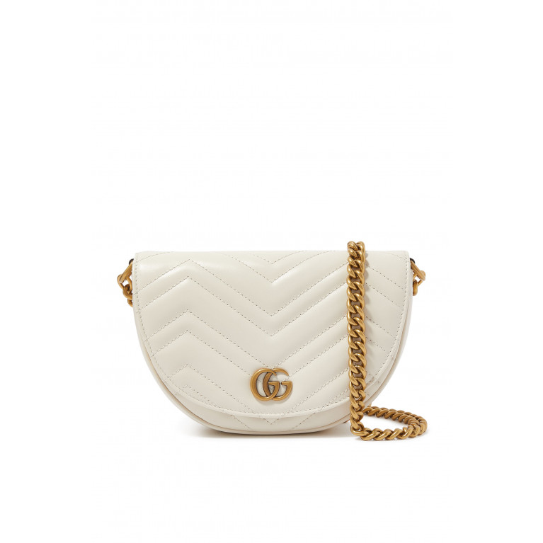 Gucci- GG Marmot Matelassé Chain Mini Bag White