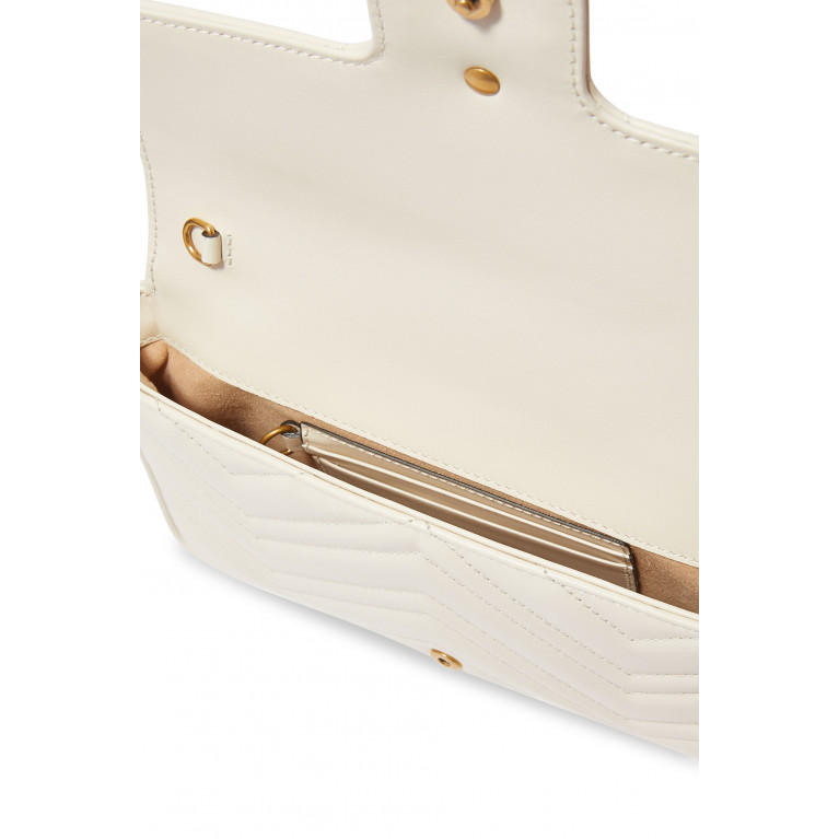 Gucci- GG Marmont Mini Card Case Chain Wallet White