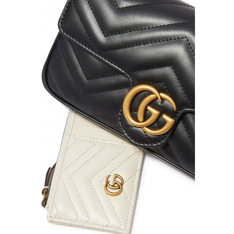 Gucci- GG Marmont Mini Card Case Chain Wallet Black
