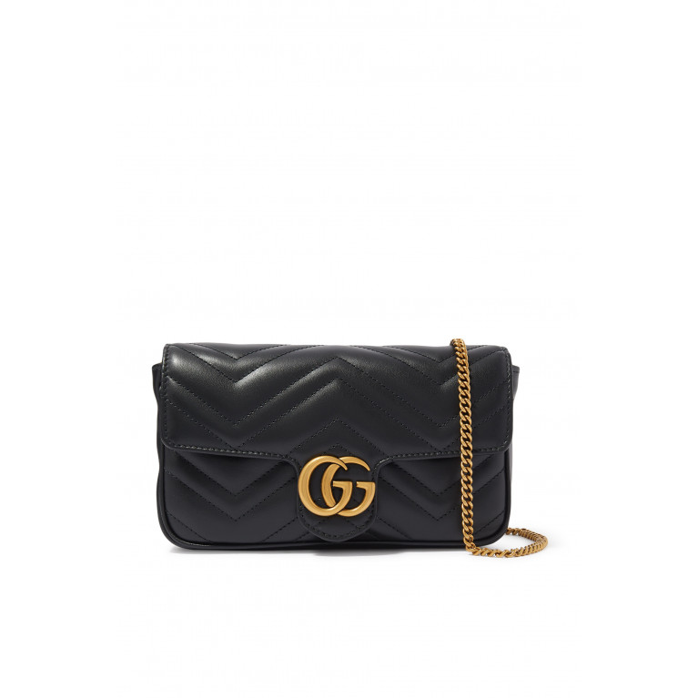 Gucci- GG Marmont Mini Card Case Chain Wallet Black